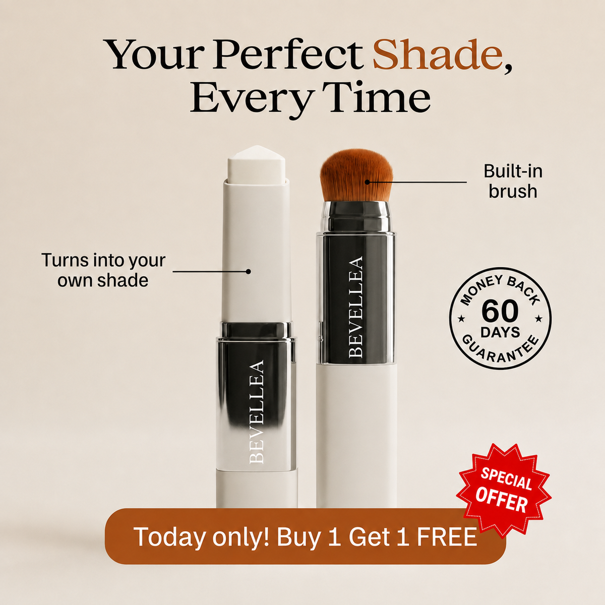 Bevellea® Color-Changing Foundation Stick