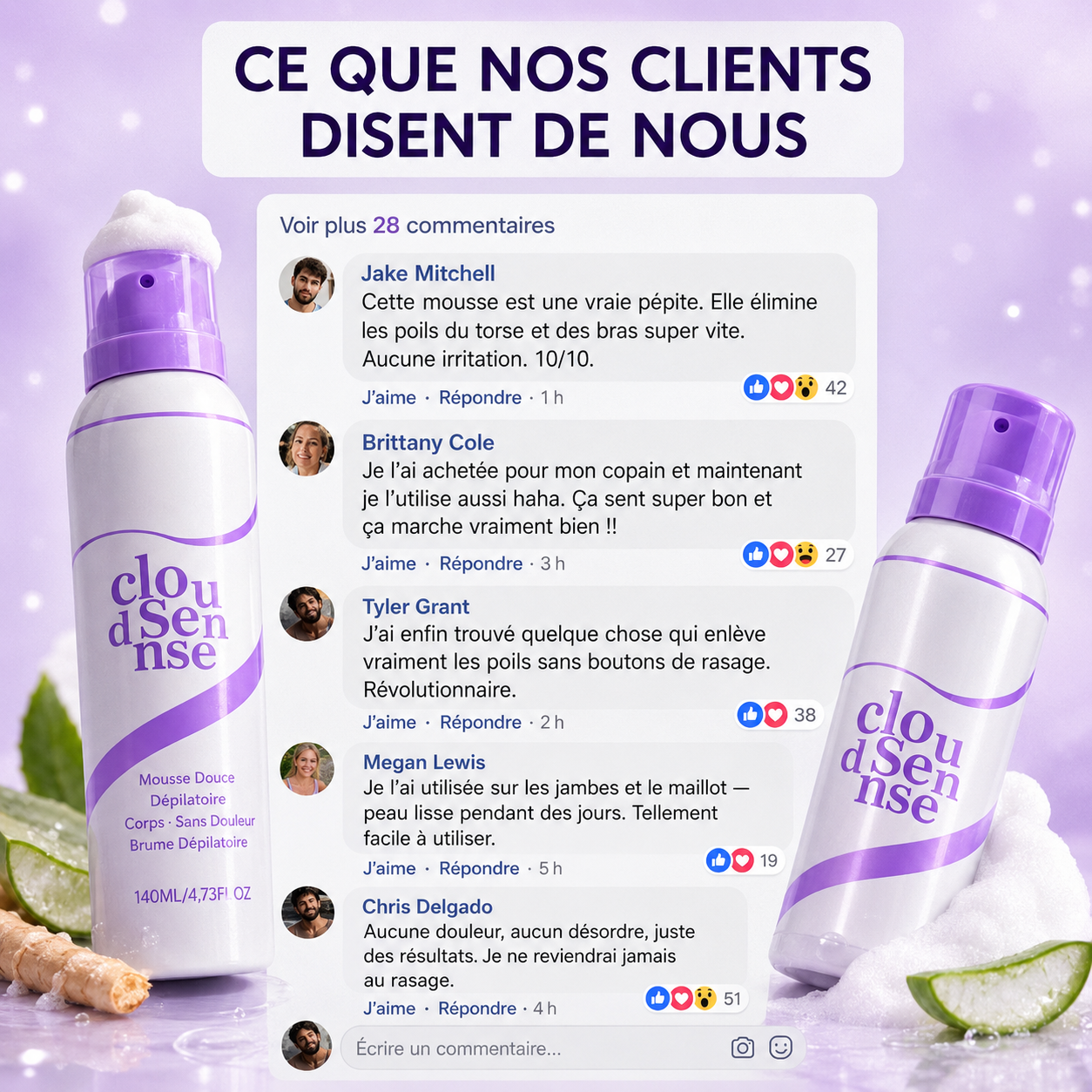 Mousse dépilatoire douce pour le corps