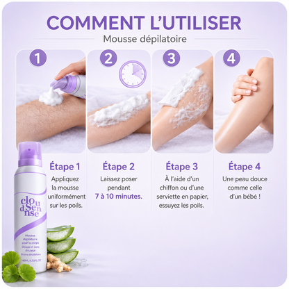 Mousse dépilatoire douce pour le corps