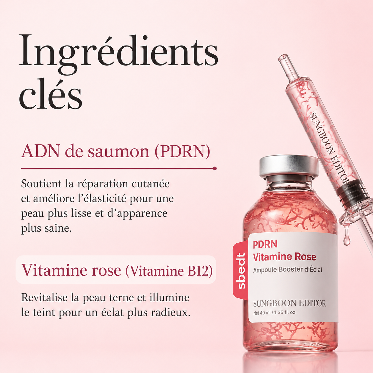 Ampoule coréenne PDRN aux vitamines booster d’éclat