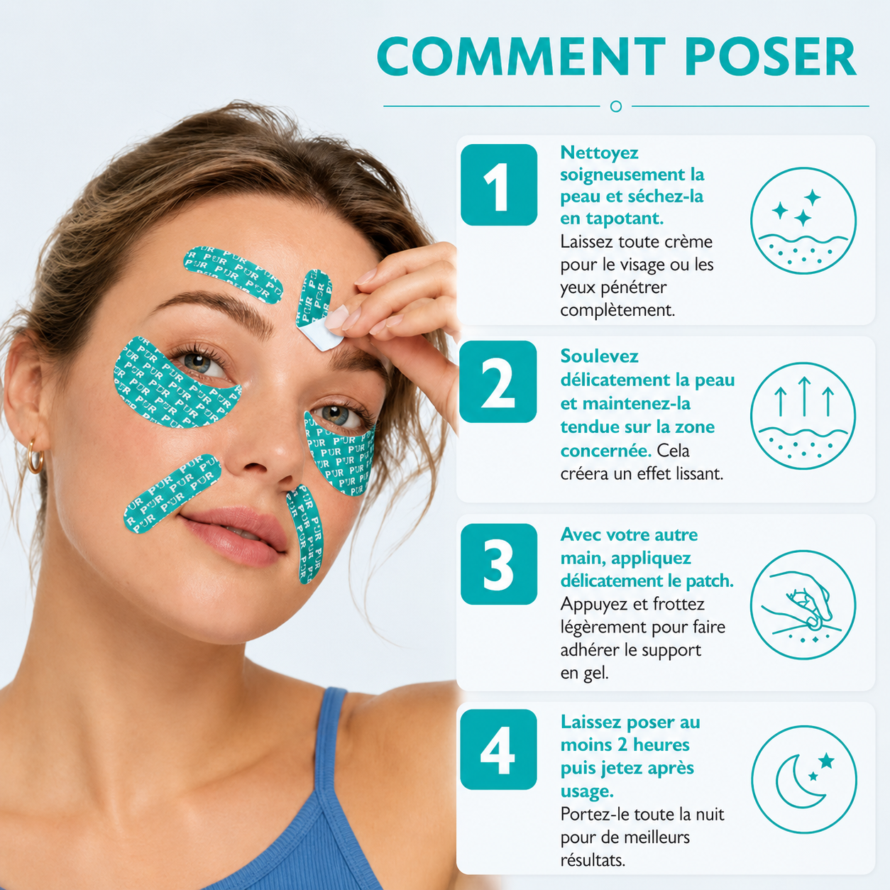 Bande visage et contour des yeux infusée aux peptides