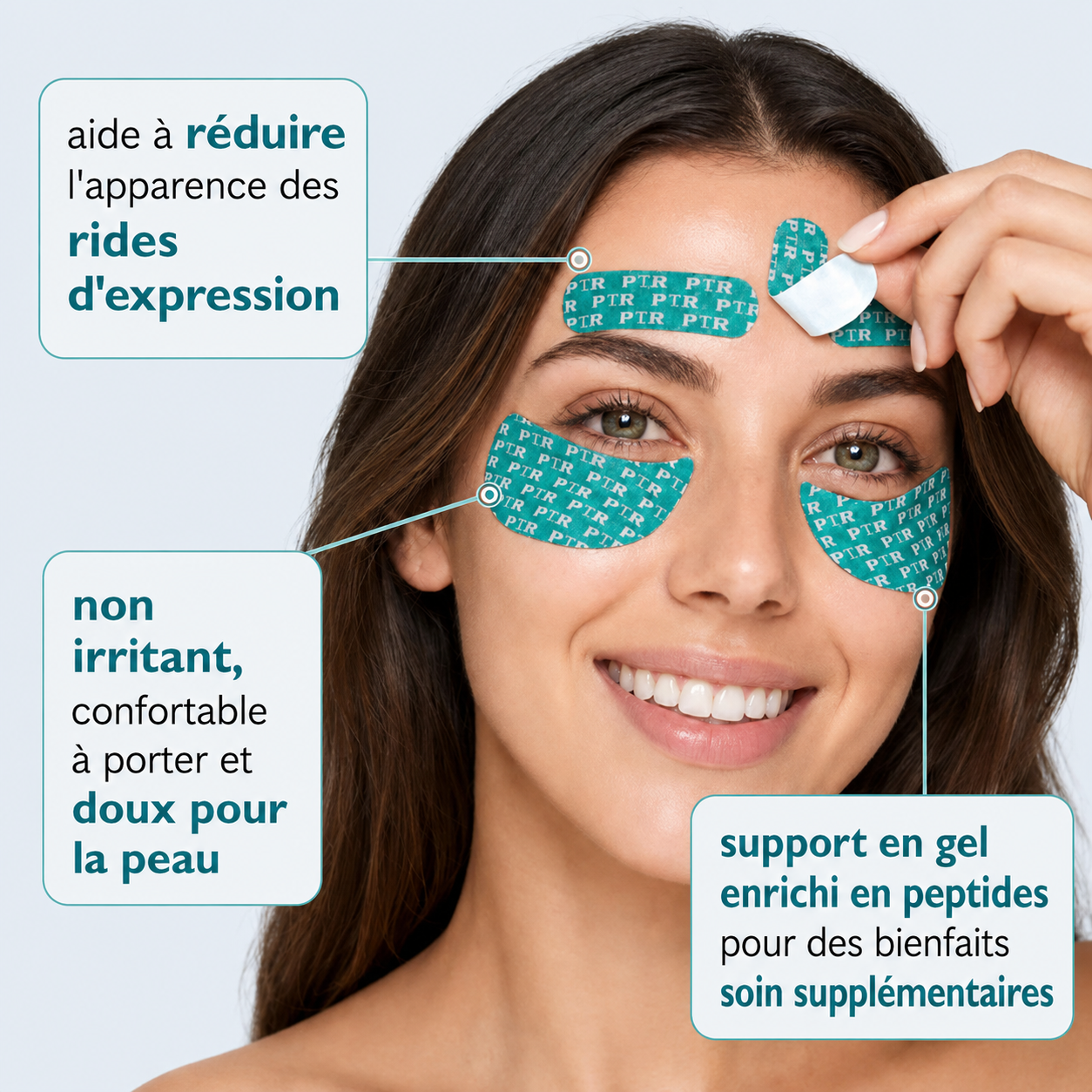 Bande visage et contour des yeux infusée aux peptides