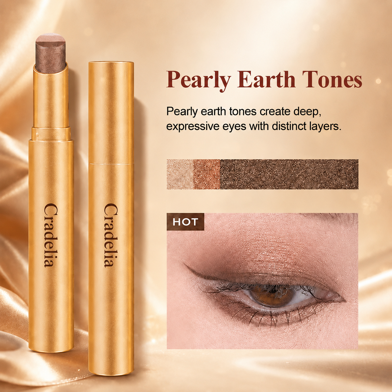 3 in 1 Easy Eyeshadow Stick for Beginners Waterproof Longwear Shimmer Makeup Set