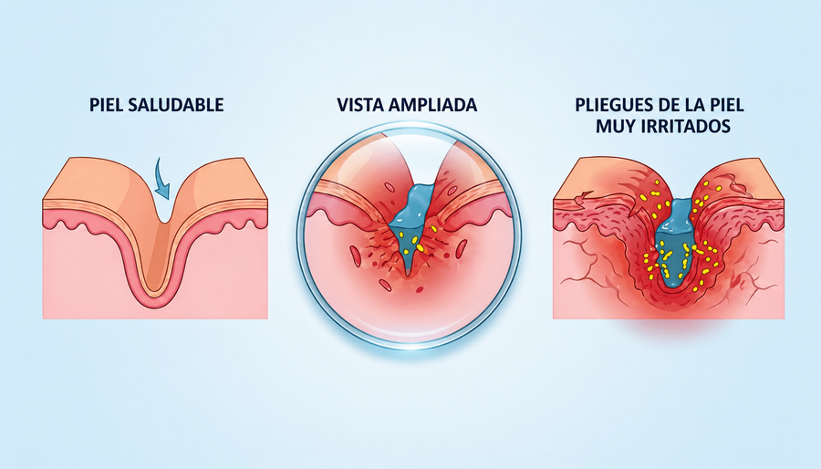 Etapas de la irritación en los pliegues cutáneos
